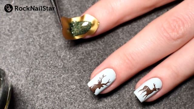 Маникюр с трафаретом Rocknailstar Лес смотреть онлайн