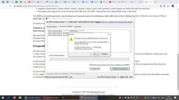 Форматирование жесткого диска утилитой HDD LLF Low Level Format Tool