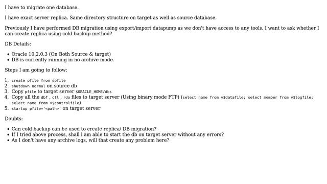 Whether Cold backup method can be used to "migrate oracle DB"? (2 Solutions!!) смотреть онлайн