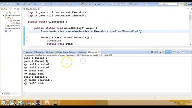 Java ExecutorService with a pool of threads for executing mutiple tasks example смотреть онлайн