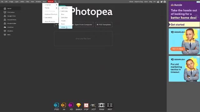 How to switch between THEMES IN PHOTOPEA! смотреть онлайн