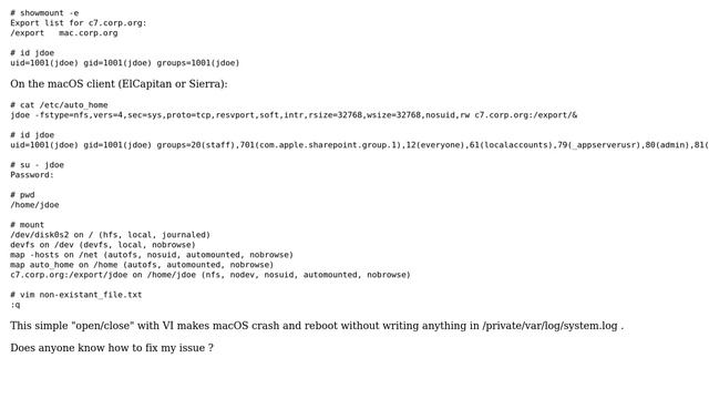 DevOps & SysAdmins: CentOS 7 nfs server makes autofs nfs clients running macOS 10.11+ crash смотреть онлайн