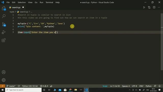 Tuple - Search Item | Python | Coding смотреть онлайн