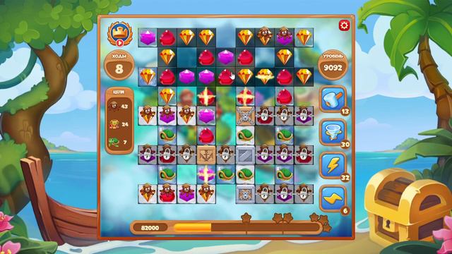 Как пройти уровень 9092 игры Сокровища Пиратов