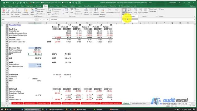 IRR Calculation in Excel using goalseek (find rate that makes NPV =0) смотреть онлайн