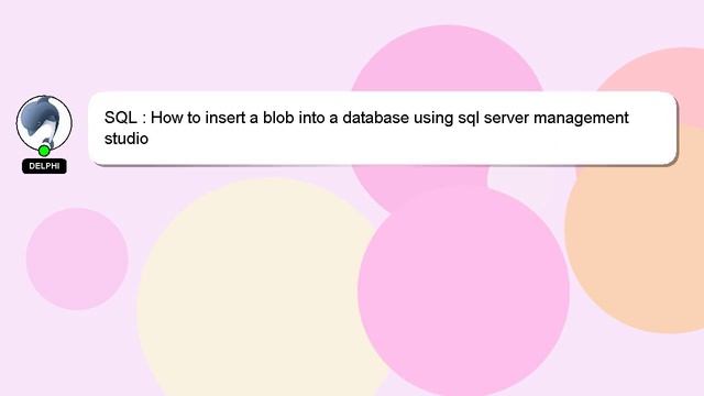 SQL : How to insert a blob into a database using sql server management studio смотреть онлайн