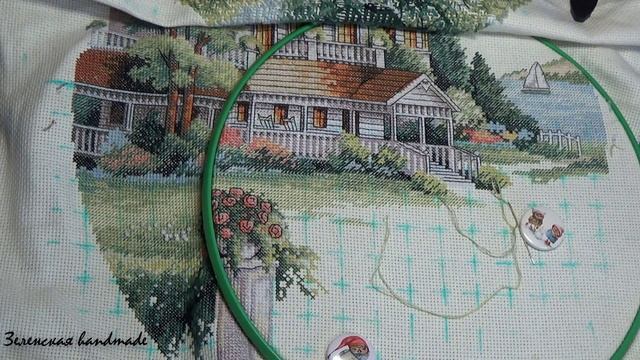 Викторианский дом. МНОГО еще вышивать? ВЫКЛАДНАЯ НИТЬ подвела? Бэк? Этап 15. Вышивка крестиком. смотреть онлайн