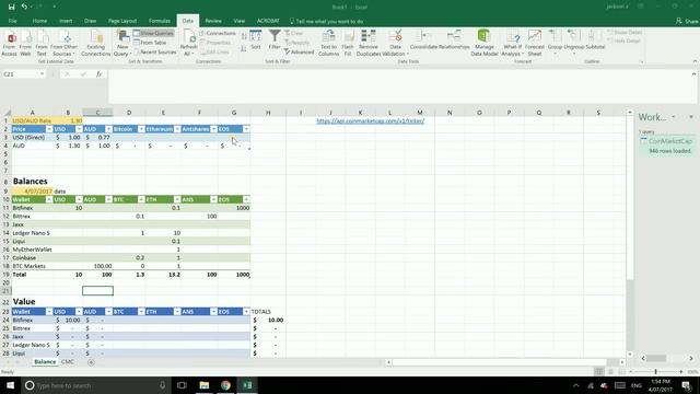Tutorial: Auto Updating Cryptocurrency Portfolio on Excel Spreadsheet смотреть онлайн