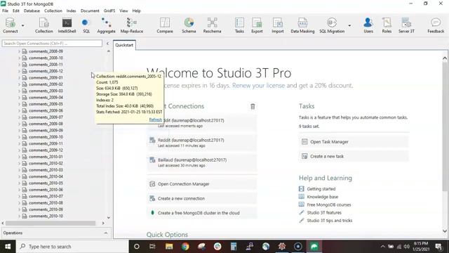 Connecting the Reddit database using Studio3T смотреть онлайн