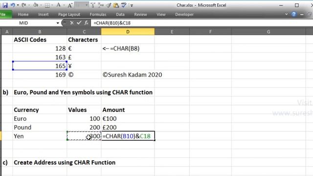 How to get special characters in excel using CHAR function. [English] смотреть онлайн