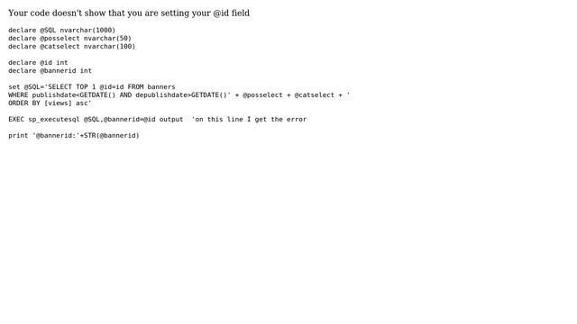 Assign output of dynamic SQL to a variable (without stored proc) (3 Solutions!!) смотреть онлайн