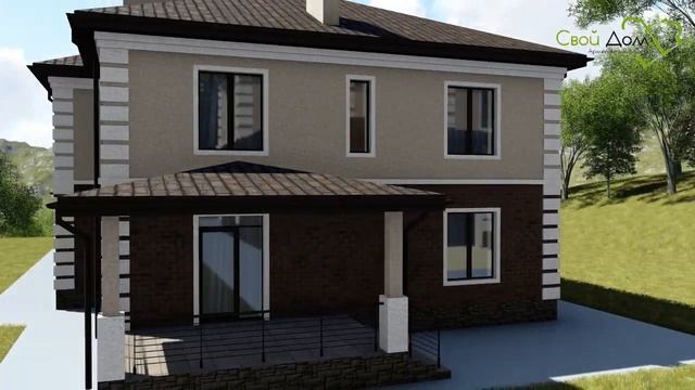 Тирелл E-005. Проект двухэтажного дома с пристроенным гаражом и террасой, на 5 спален смотреть онлайн