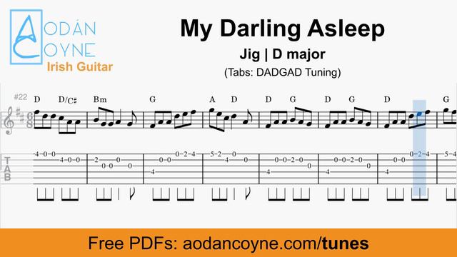 My Darling Asleep - Free Sheet Music, Chords & DADGAD Guitar Tabs