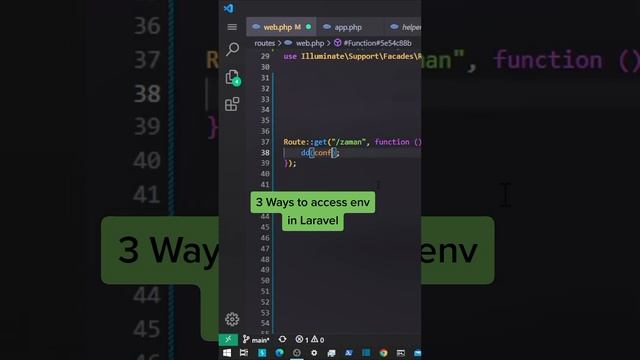 3 ways to access env variable in Laravel #tricks #laravel #tips #php #code #programming #website смотреть онлайн
