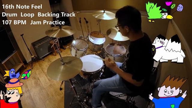 16th note feel drum loop 107 BPM смотреть онлайн