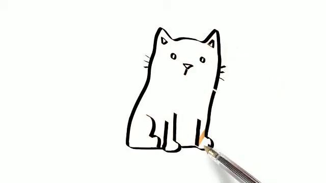 How to draw a kitten or cat, tutorial / как нарисовать котенка смотреть онлайн