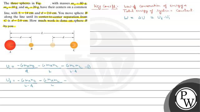 The three spheres in Fig. 13-25, with masses \( m_{A}=80 \mathrm{~g} \), \( m_{B}=10 \mathrm{~g}... смотреть онлайн