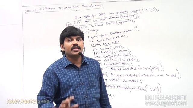 Adv Java || JDBC Session - 81 || Program to Demonstrate PreparedStatement by Durga sir смотреть онлайн
