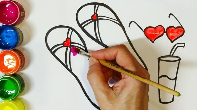 Как нарисовать шлепки и очки / Bolalar uchun rasm, stakan va sharbat / Флип-флоптар салуды үйреніңі смотреть онлайн
