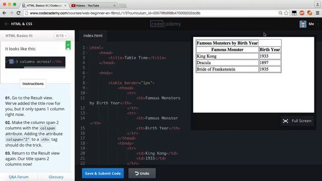 Codecademy HTML & CSS Better tables смотреть онлайн