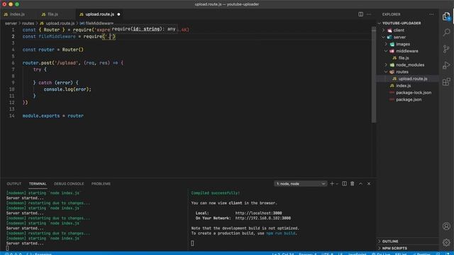 Загрузка файлов на сервер React + Express + Multer. смотреть онлайн