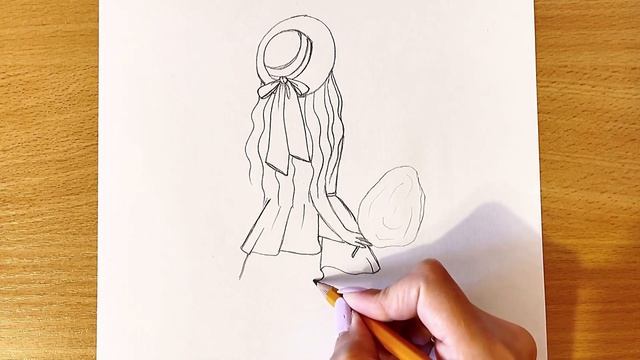 Рисуем Карандашом Девушку В Платье И Шляпе | Очень Простой Рисунок Карандашом смотреть онлайн