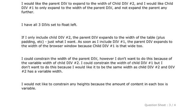 HTML : How to prevent child div from expanding parent without specifying width of parent? смотреть онлайн