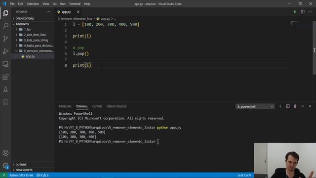 Como remover elemento de uma lista em Python 3 смотреть онлайн