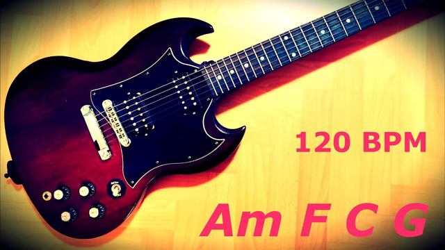 Beginner guitar backing upbeat track pop rock 120 bpm Am F C G смотреть онлайн