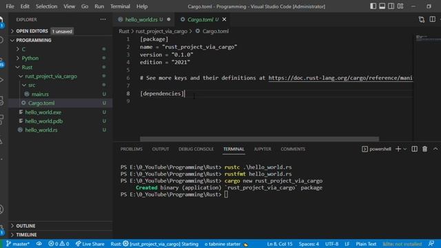 #2 Rust Programming tutorial || hello world in rust || cargo package #rustprogramming #rustlang смотреть онлайн