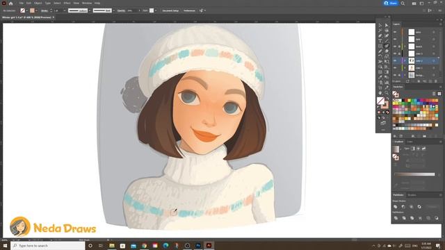 Face Drawing. Digital Portrait. Hand Drawn look in Adobe Illustrator смотреть онлайн