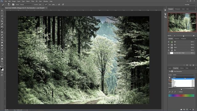 Зимний пейзаж из летнего фото в Photoshop