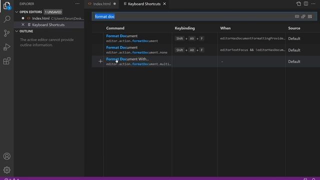 Visual Studio Code Tutorial For Beginners 3: Format Document Shortcut in Hindi смотреть онлайн