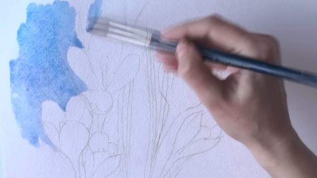 Уроки рисования. Как нарисовать цветы. Крокусы карандашом и акварелью | Art School смотреть онлайн