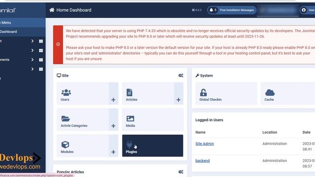 How to hide or disable Joomla 4 PHP notification on the Joomla backend dashboard смотреть онлайн