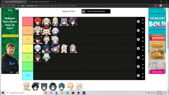My PERSONAL Genshin Impact TIER LIST!!! смотреть онлайн