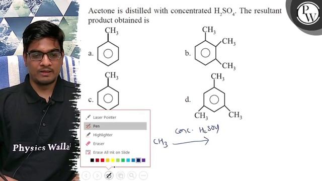 Acetone is distilled with concentrated \( \mathrm{H}_{2} \mathrm{SO... смотреть онлайн