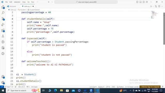 Advance Python - 008 | Object Oriented Programming in Python | Static Method in Python | Live Codin смотреть онлайн