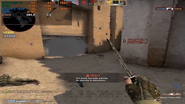 CS:GO : GTX 1050 Ti + Ryzen 5 1600 смотреть онлайн