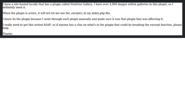 Wordpress: NextGen Gallery not allowing me to display the_excerpt();? смотреть онлайн