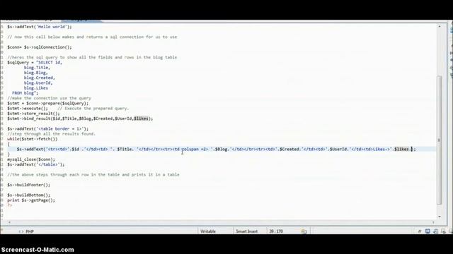 PHP Tutorial - PHP Blog tutorial Phase 1 Part 4, formatting the sql table output смотреть онлайн