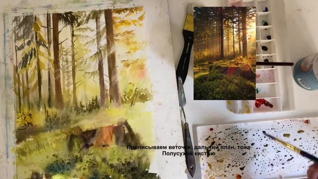 Рисуем лес акварелью смотреть онлайн