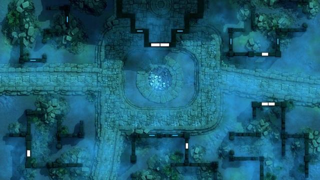3 Hour Living Battle Map (No Grid) - Temple Ruins, Night смотреть онлайн