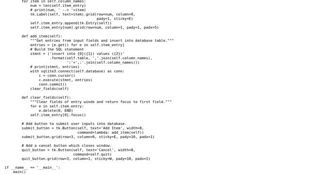 Code Review: Python TKinter data entry window GUI for SQLITE3 table смотреть онлайн