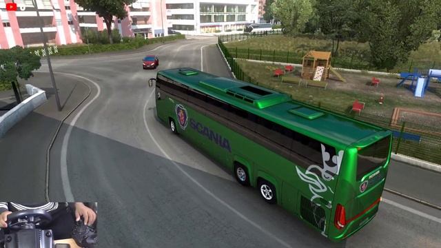 Scania Bus mod in Euro Truck Simulator 2 Gameplay with steering (logitech g29) смотреть онлайн