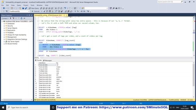 5MinuteSQL - string split tutorial in Microsoft SQL Server смотреть онлайн