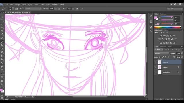 Sketching in Photoshop: Beginner Digital Art Real Time Tutorial #1 смотреть онлайн