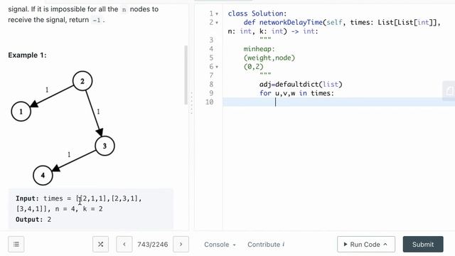 LEETCODE 743 NETWORK DELAY TIME PYTHON | dijkstra's shortest path algorithm смотреть онлайн
