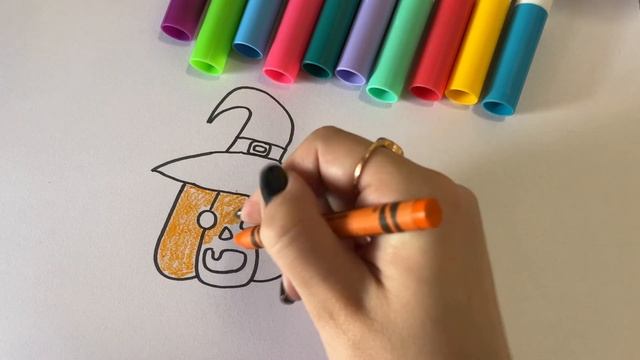 Drawing a pumpkin for children | Bolalar uchun qovoq chizish | Рисуем тыкву просто смотреть онлайн