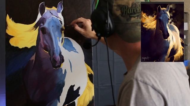 ОнЛайн Мастер класс по живописи. Лошадь 50х70 см масло. Стрим. I paint a horse in oil смотреть онлайн